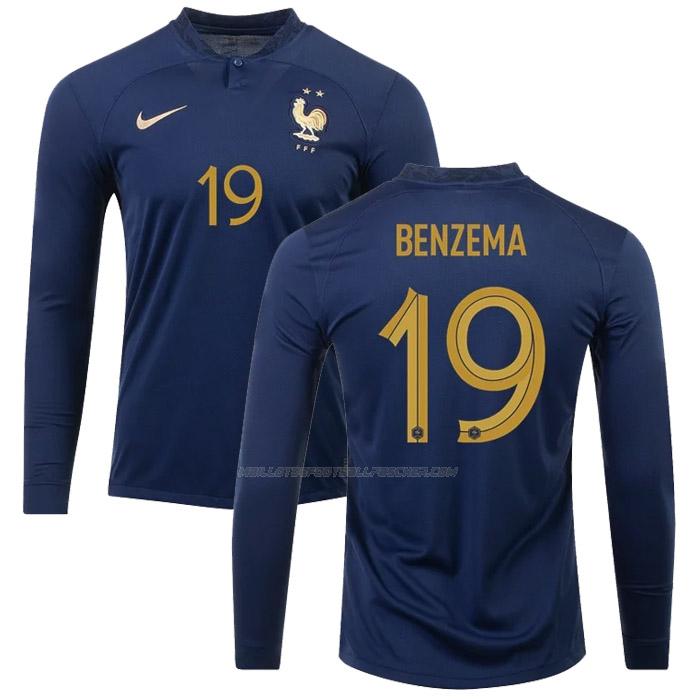 maillot benzema manches longues coupe du monde france 1ème 2022