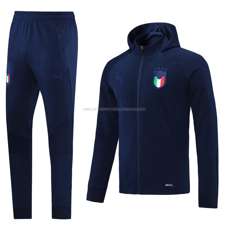 veste survêtement à capuche italie bleu marine 2021-22
